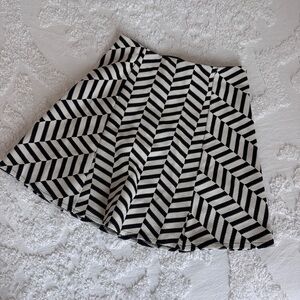 Zara Black and White Chevron Skater Skirt